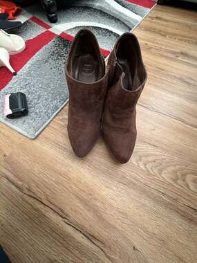 Delicious Brown Suede Pointed Toe Ankle Boots
